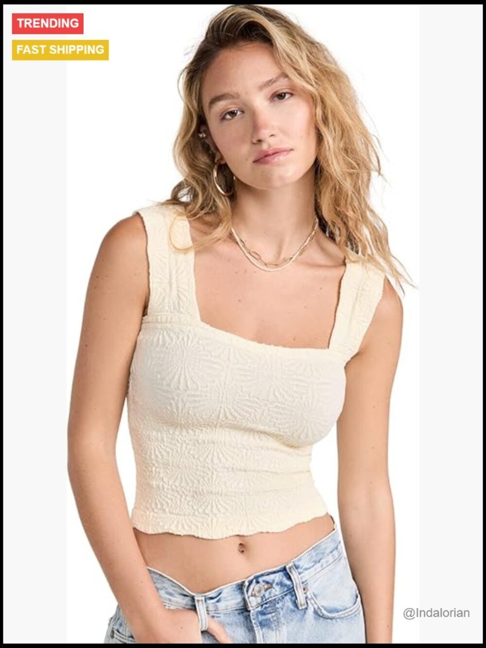 Women's Love Letter Cami - Floral Jacquard Crop Top